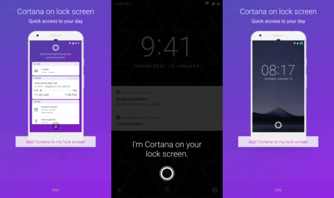 Microsoft brings Cortana to the Android lock screen