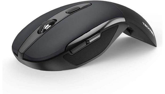 A black arched mouse with buttons on it.