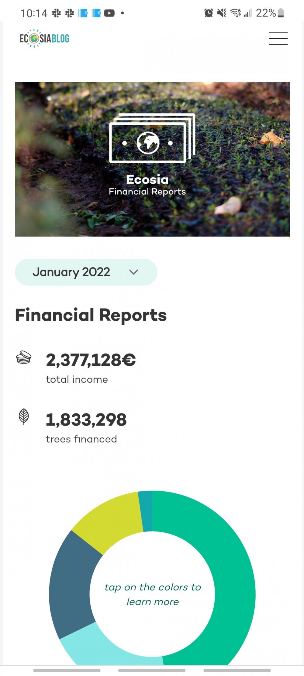 ecosia app financial reports screen