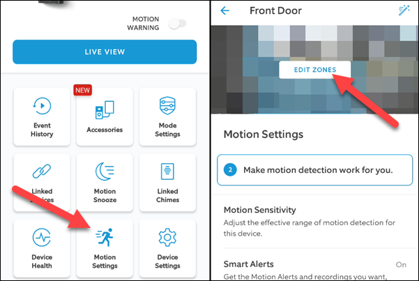 Create custom motion zones.