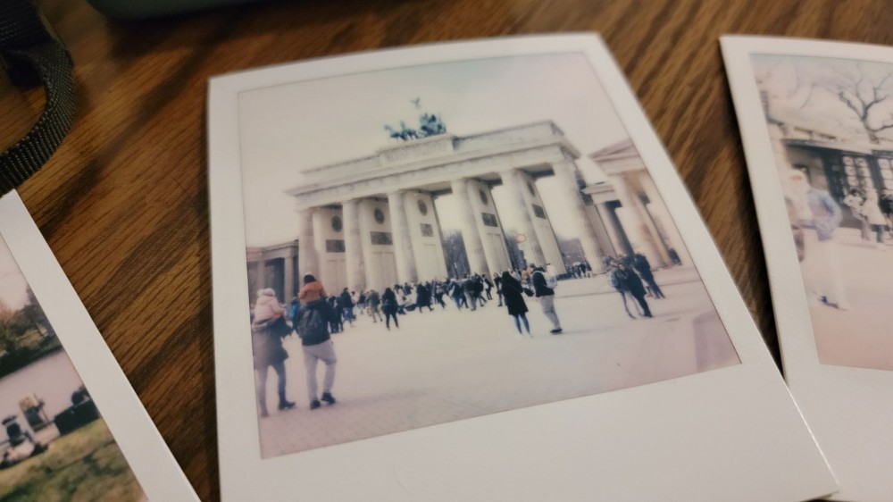 Instant photo of the Brandenburg Gate in Berlin Germany