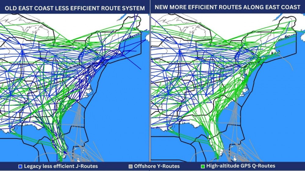 The FAA just made East Coast flight routes shorter