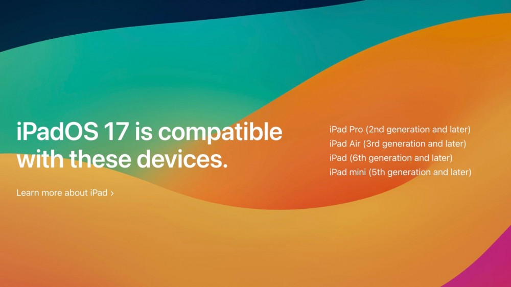 iPadOS 17 compatibility list.